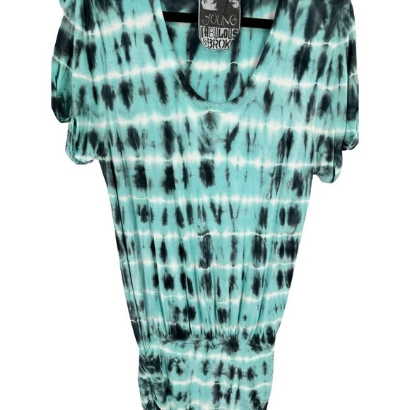 Young Fabulous & Broke Blue Black WhiteTie Dye Dress Beachy Size Small - Picture 6 of 10